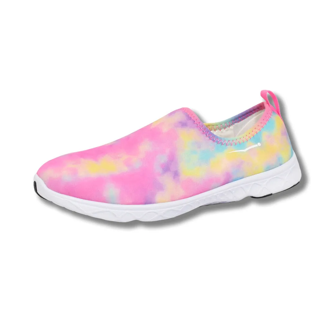 Ladies Aqua Slip-On Pink Tie Dye