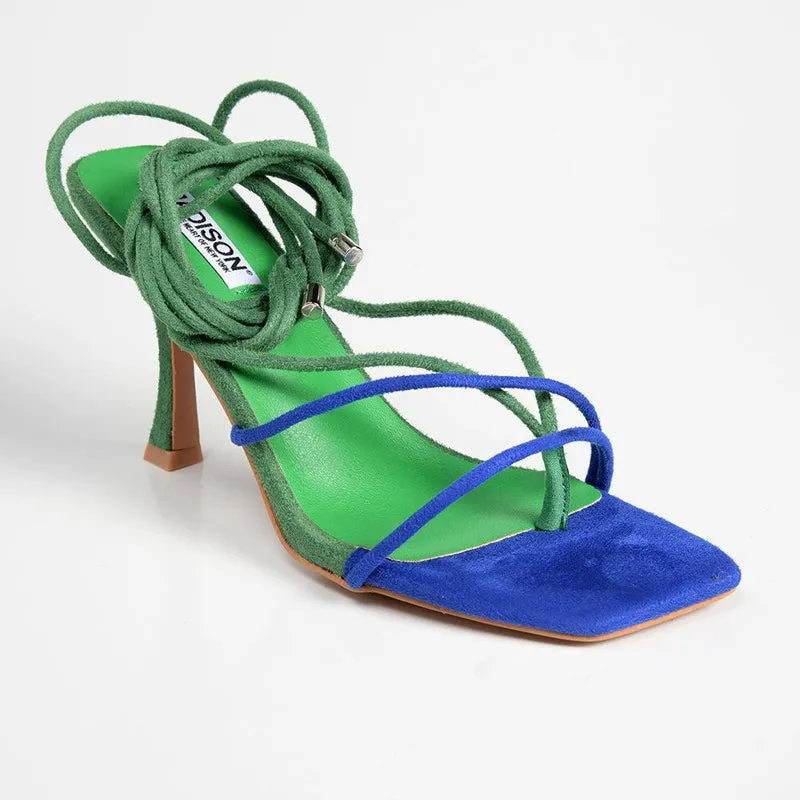 Madison Aspen Ankle Wrap Sandal - Green/Cobalt