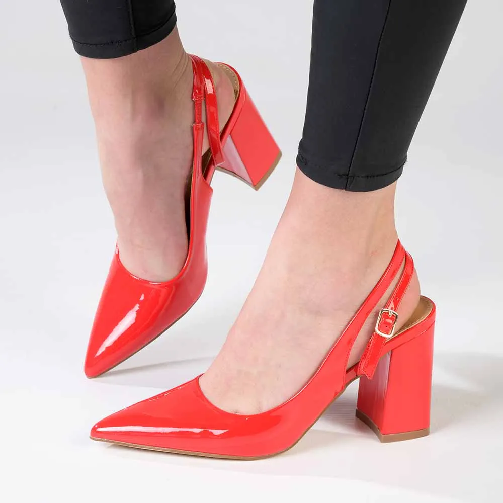 Madison Beckett Block Heel Slingback Sandal - Red