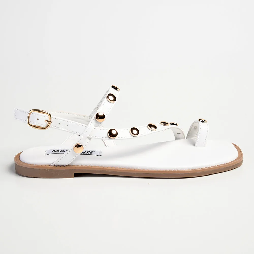 Madison Jay Studded Flat Sandal - White