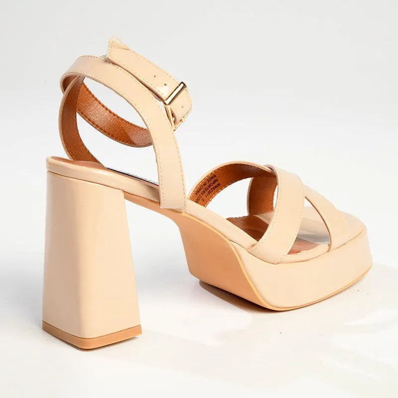 Madison Lesi Platfom Block Heel - Nude