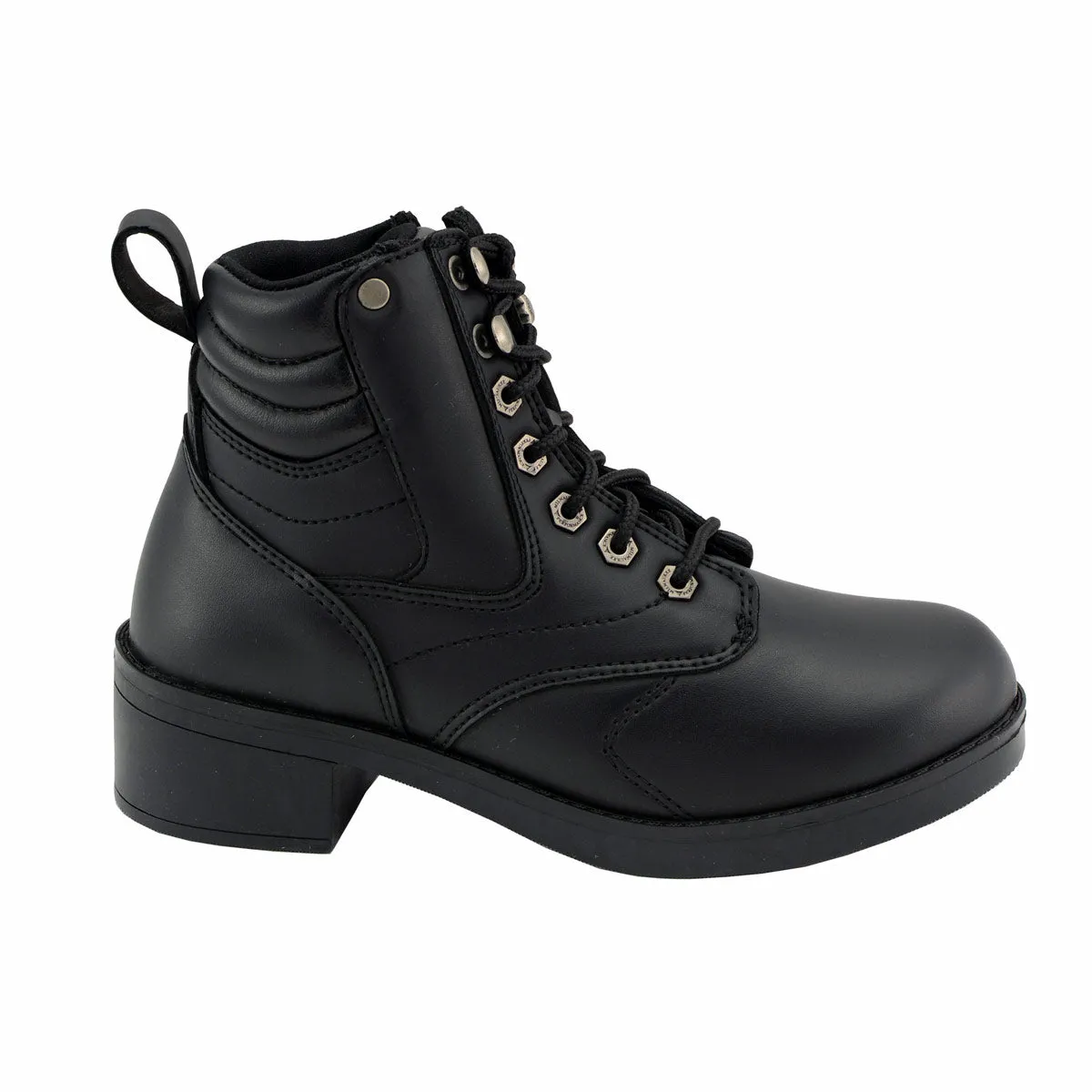 Milwaukee Leather MBK9275 Boys Black Lace-Up Boots with Side Zipper Entry