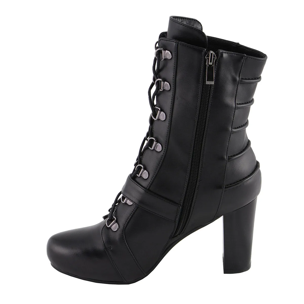 Milwaukee Leather MBL9431 Women's Black Lace-Up Fashion Boots with