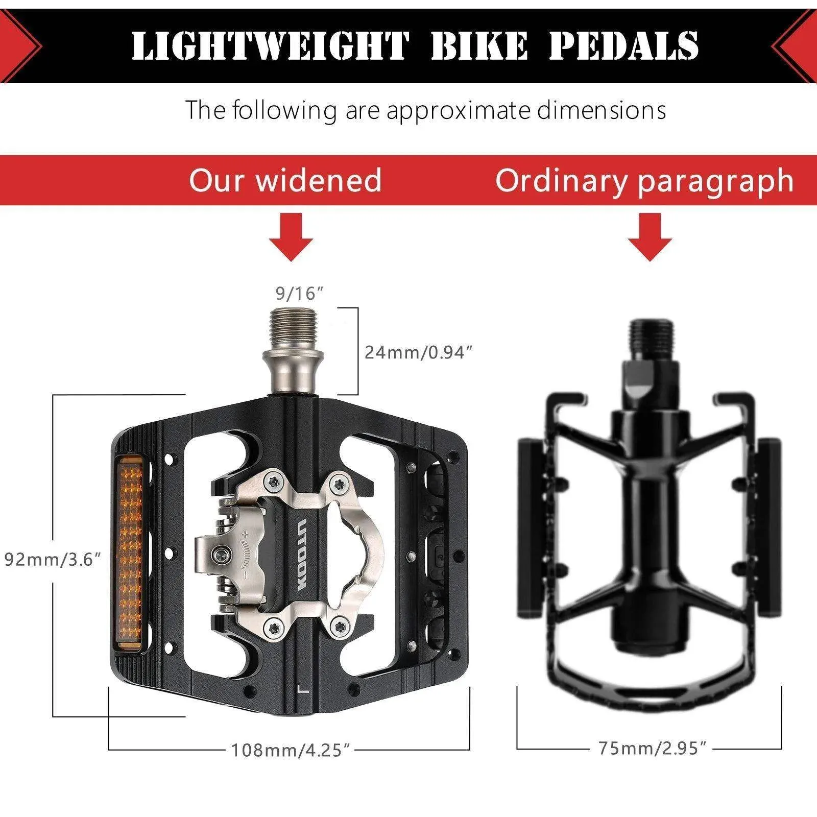 Mountain Bike Pedals 9/16" Crank With Lock Pedal And Flat Pedals