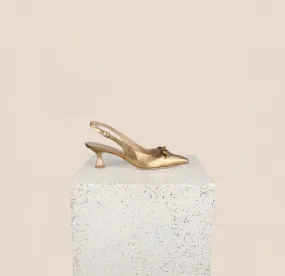 Elegant Gold Foil Kitten Heel Shoes - Pescara Collection