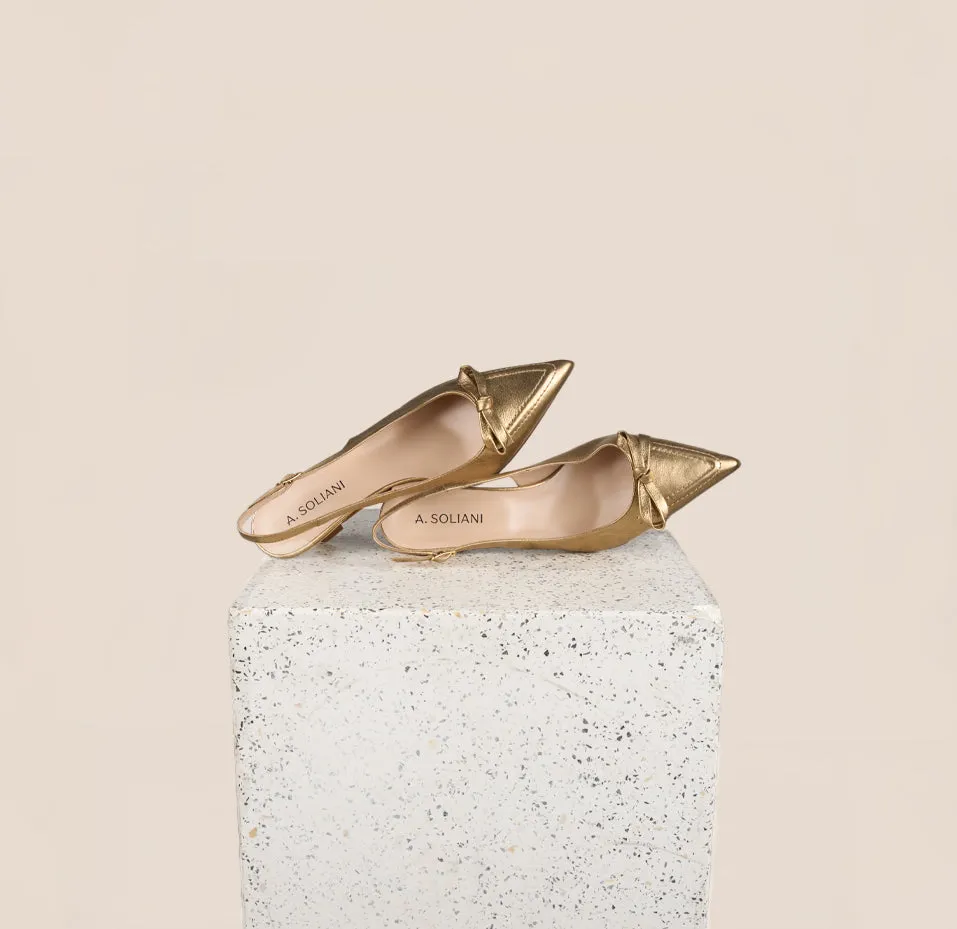 Elegant Gold Foil Kitten Heel Shoes - Pescara Collection