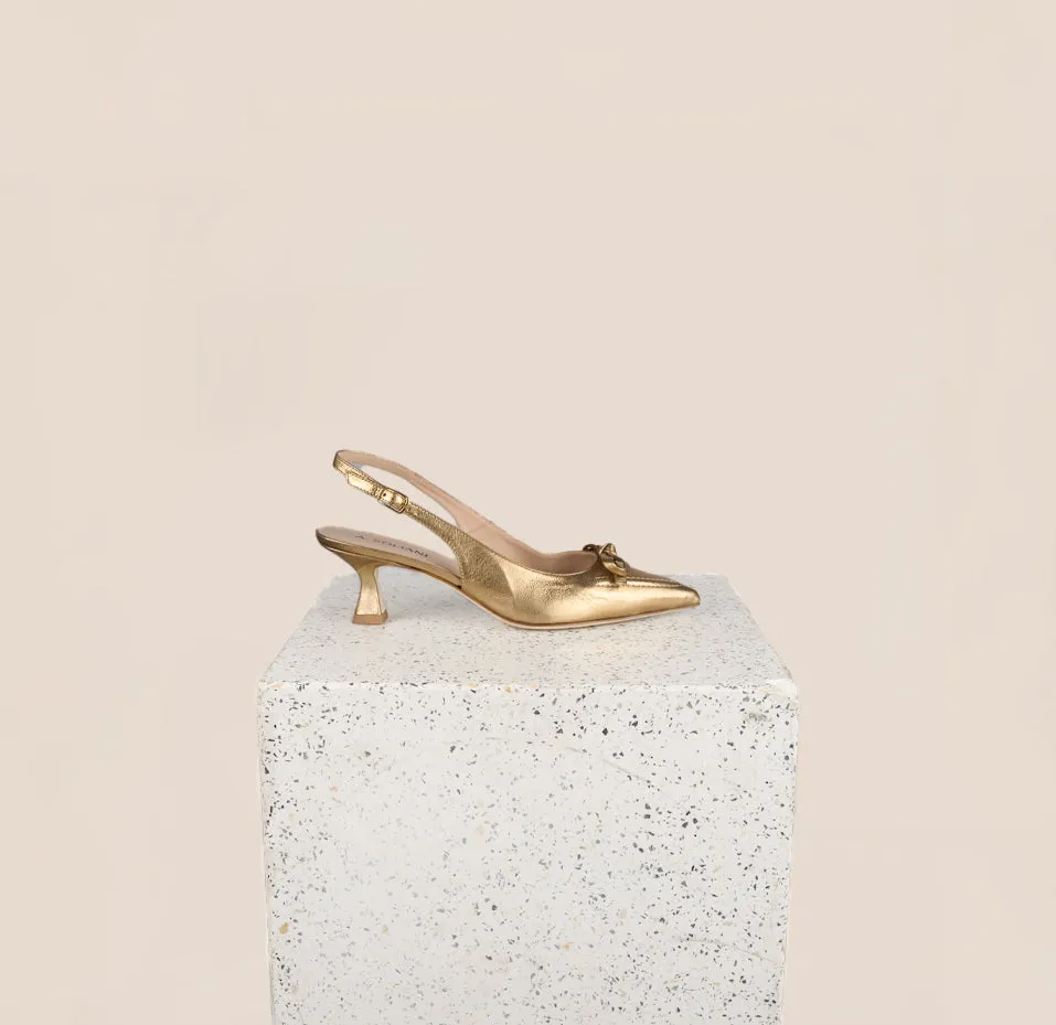 Elegant Gold Foil Kitten Heel Shoes - Pescara Collection