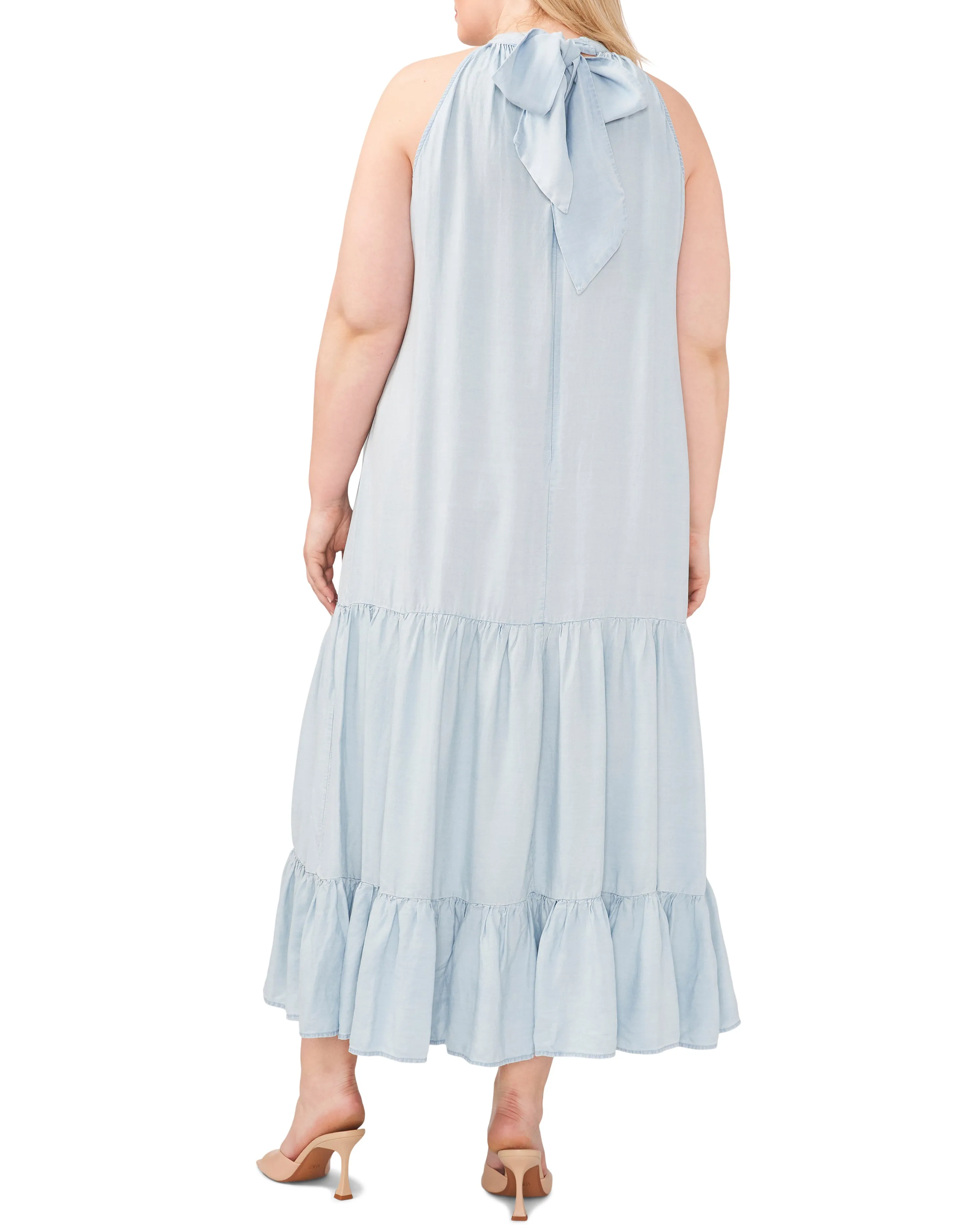 Plus-Size Tiered Halter Maxi Dress