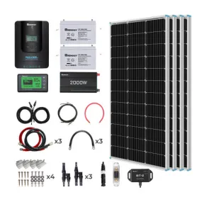 Renogy 400W 12 Volt Complete Solar Kit with Two 100Ah Deep-Cycle AGM / LiFePO4 Batteries