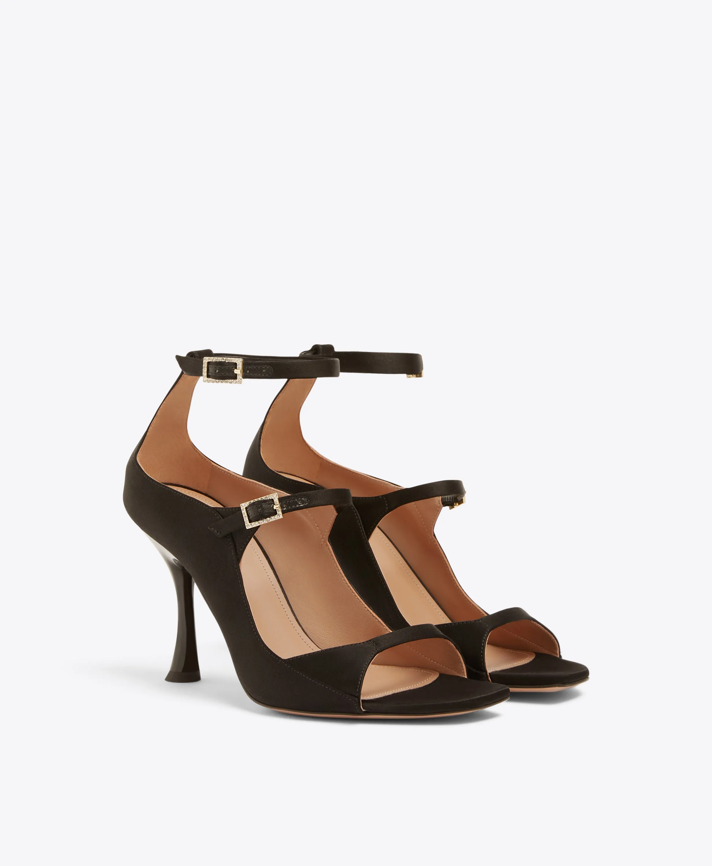 Riley 90 Black Satin Sandals