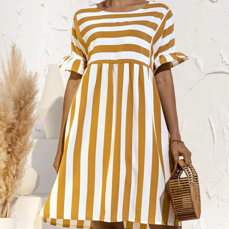 Ruffled Striped Dress