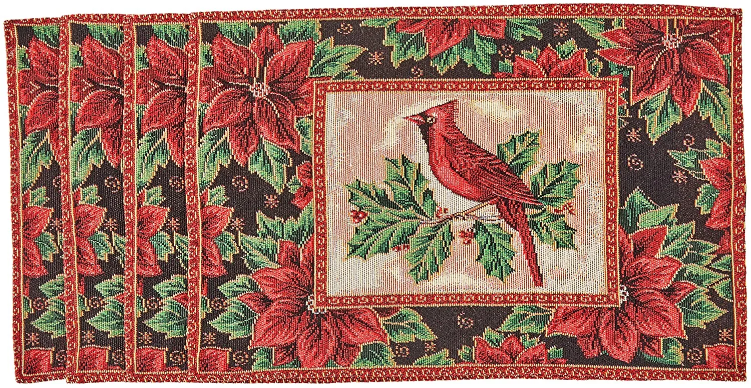 Seasonal Xmas Christmas Holiday Tapestry Pattern Decorative Place Mats