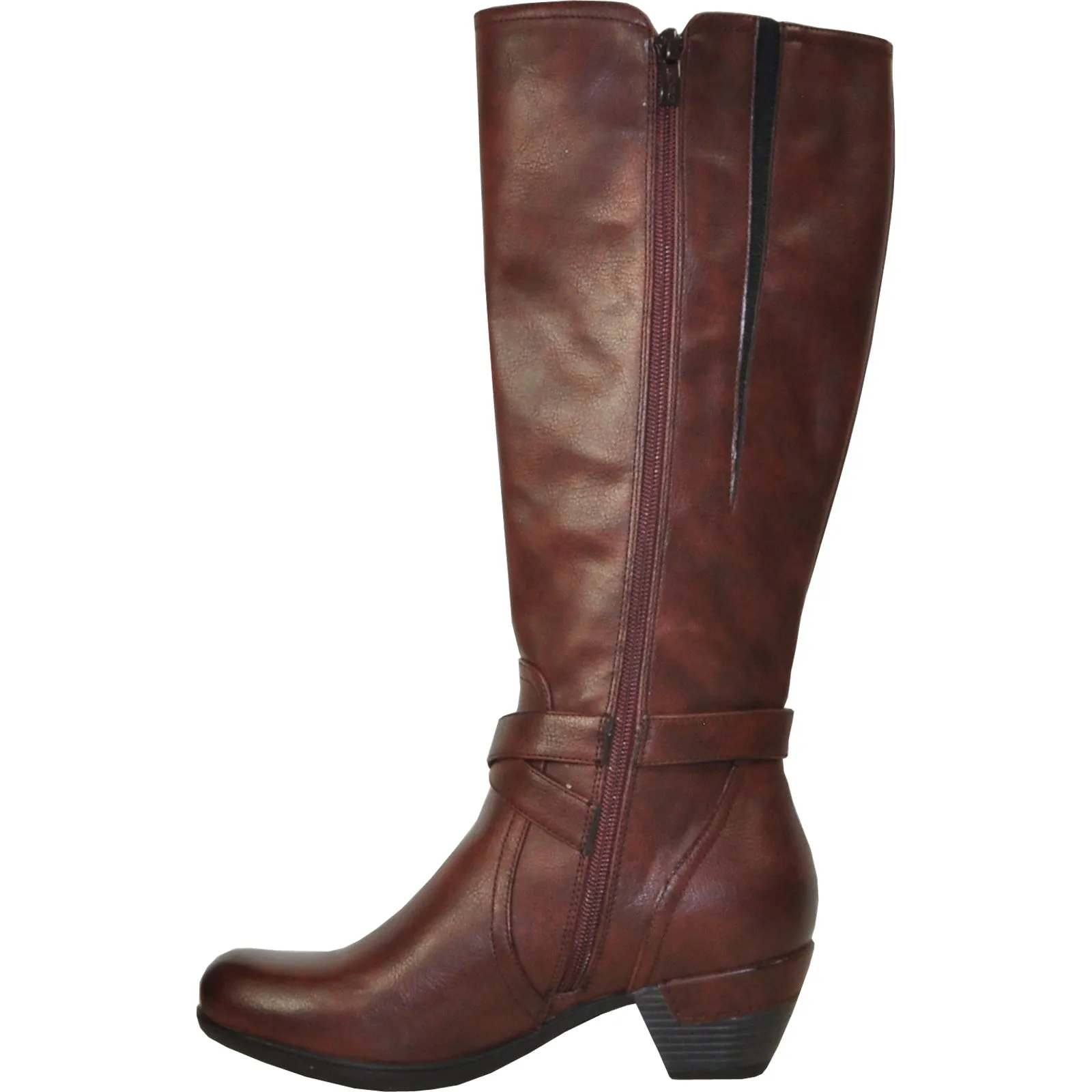 VANGELO Women Boot HF9423W Knee High Dress Boot Bordo Red Wide Calf