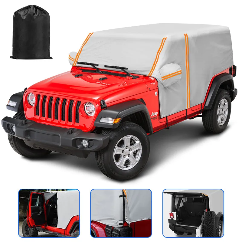 Weatherproof 210D Oxford Cloth Full Door Cab Cover for 2007-Later Jeep Wrangler JK & JL 4 Door