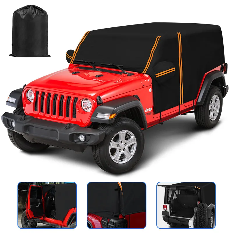 Weatherproof 210D Oxford Cloth Full Door Cab Cover for 2007-Later Jeep Wrangler JK & JL 4 Door